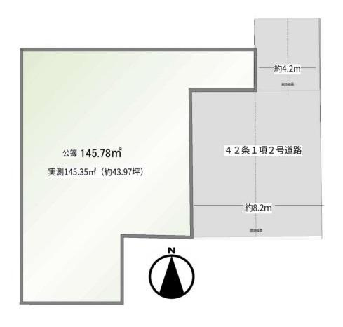 香芝市鎌田の売地の土地図