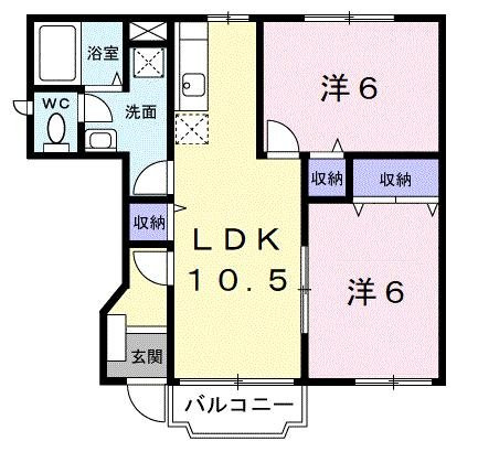 【間取り】 | シャトーボヌールＳＵＺＵ　Ａ