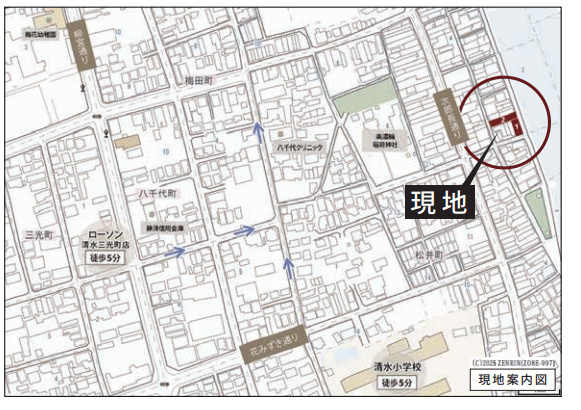 売新築戸建　静岡市清水区美濃輪町の地図