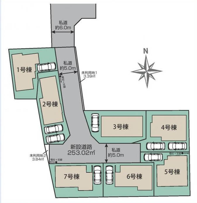 東村山市秋津町４丁目　新築戸建　全７棟の区画図