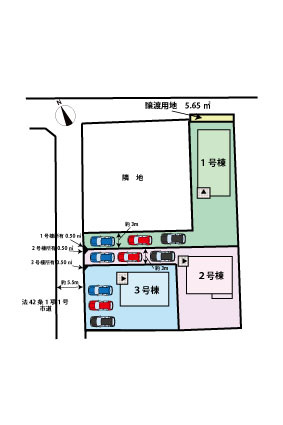 今津　新築戸建　３棟の区画図