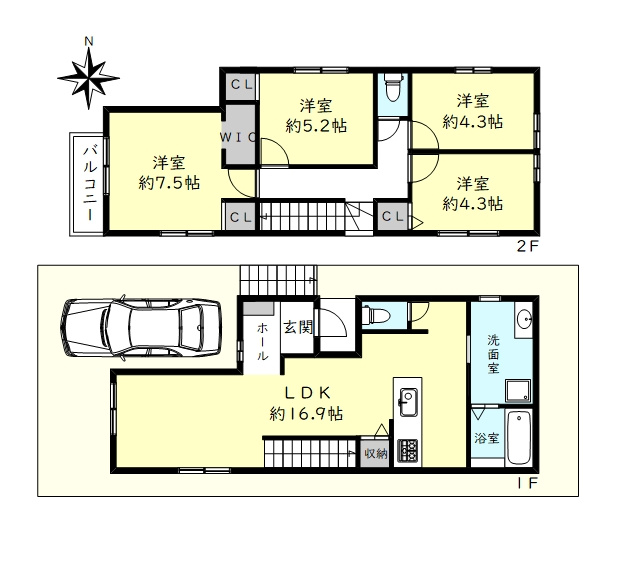 明石市太寺天王町新築戸建2号棟の間取り