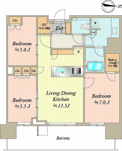 50階建て22階部分  東向きのお部屋になります。