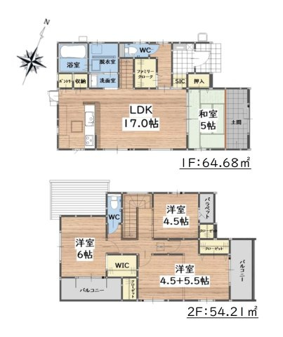 小郡市大保第4-2棟（1号棟）の区画図|配置図(1号棟)