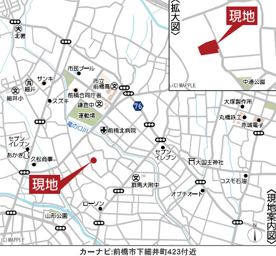 前橋市下細井町第10　２号棟(全５棟)　クレイドルガーデン　新築建売分譲の地図