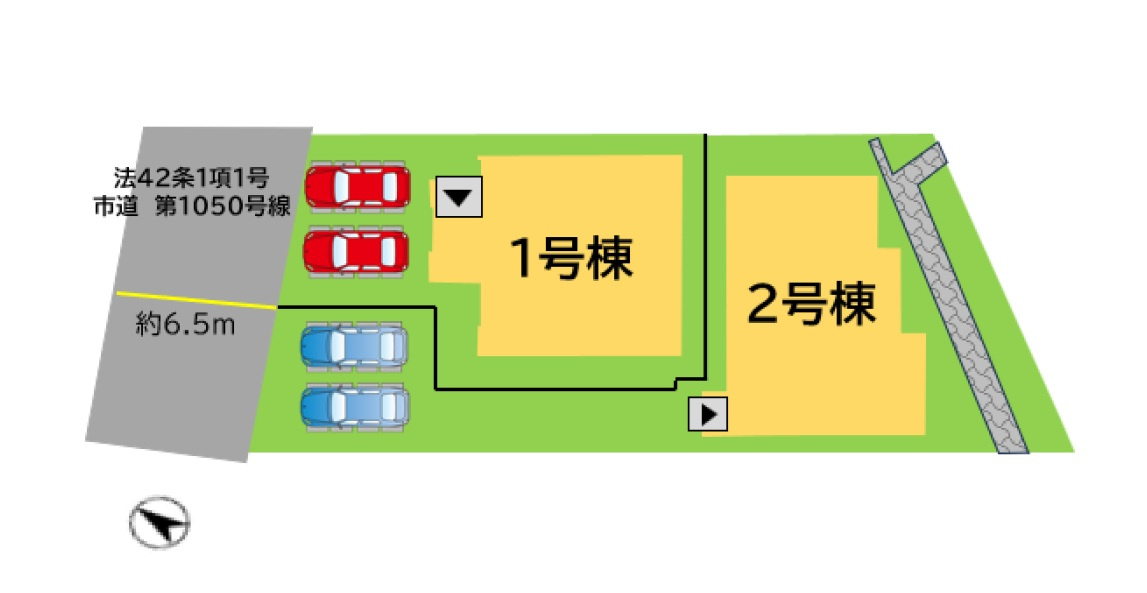 春日市白水ヶ丘2丁目第4-2棟（1号棟）の区画図|配置図(1号棟)