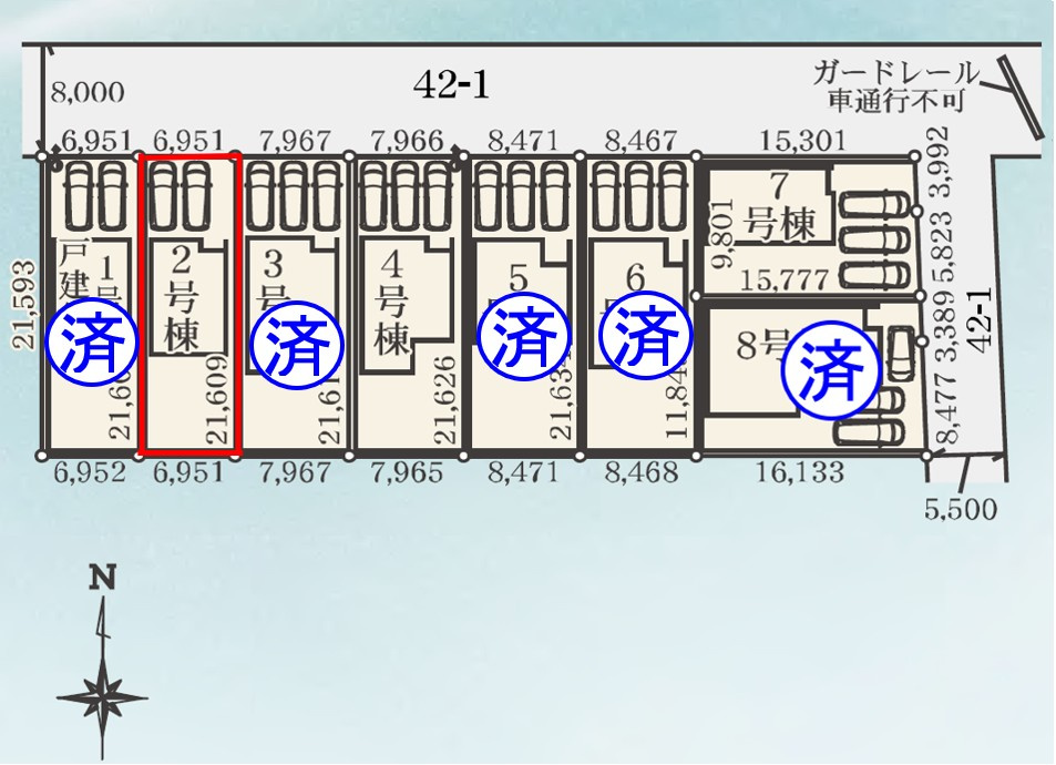 玉村斉田第２期（全８棟）2号棟の区画図
