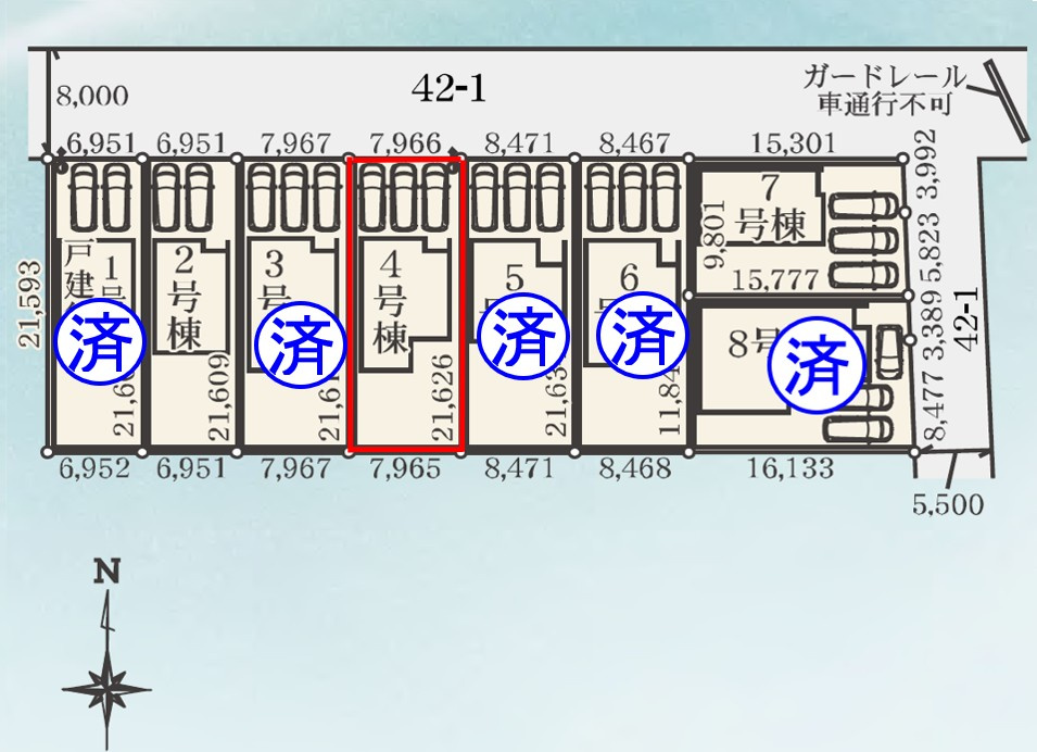 玉村斉田第２期（全８棟）4号棟の区画図