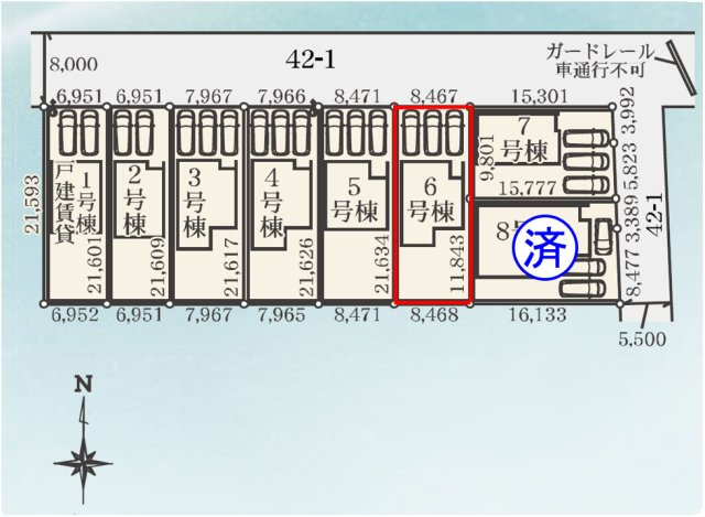 玉村斉田第２期（全８棟）6号棟の区画図