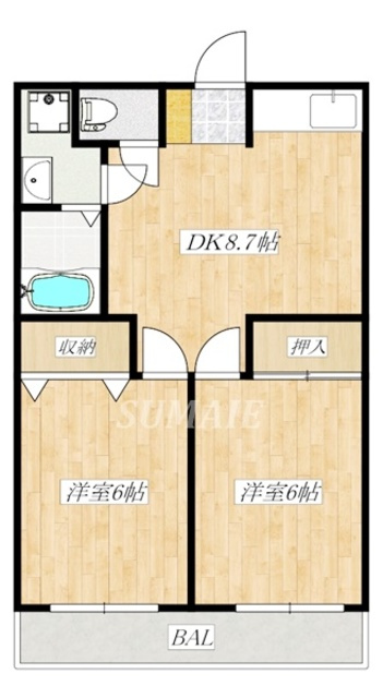 クリフ若木2の間取り|2DKの間取りです☆