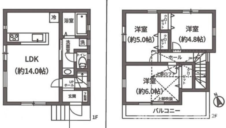 藤沢市片瀬２丁目１３－１７新築戸建ての間取り
