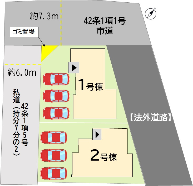 行橋市行事1丁目3期の区画図