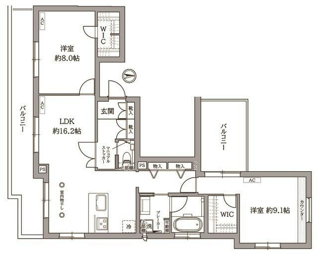 横浜市鶴見区下末吉６丁目の賃貸マンションの間取り