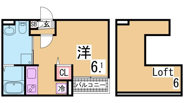 神戸市長田区東尻池町１丁目のアパートの間取り
