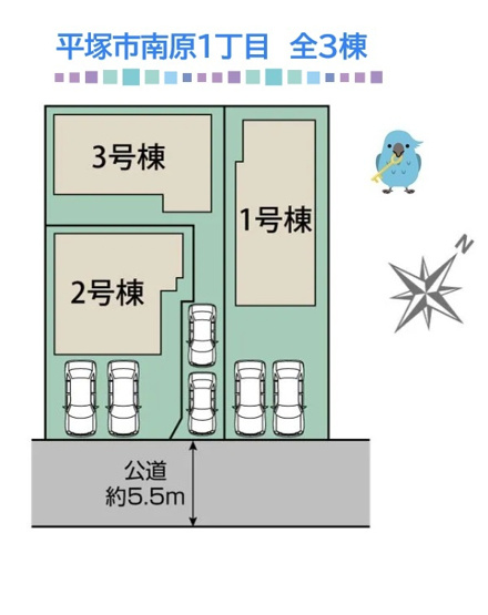 【区画図】 | 3号棟：通路タイプの区画でお子様の飛び出し防止できます◎　
お気軽に「湘南シーズン」までお問合せください♪

