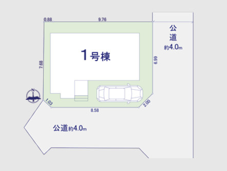 練馬区大泉学園町3丁目　長期優良住宅　南東角地　限定1棟の区画図