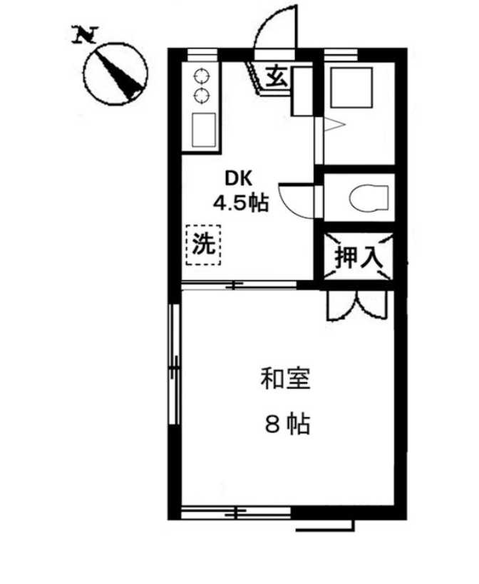 パインハイツ　南西角部屋　追焚　バストイレ別の間取り