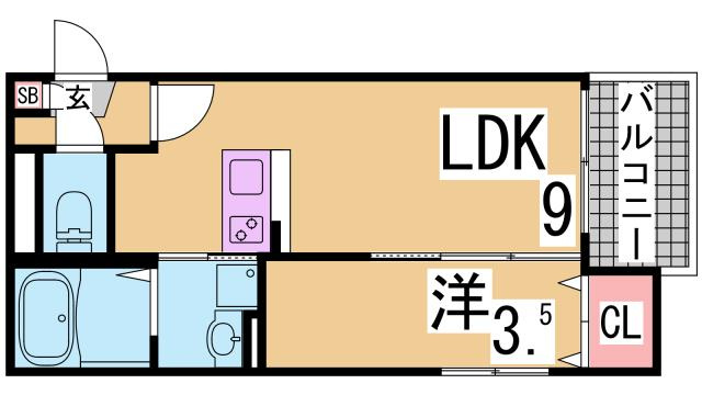 神戸市長田区蓮宮通４丁目のアパートの間取り