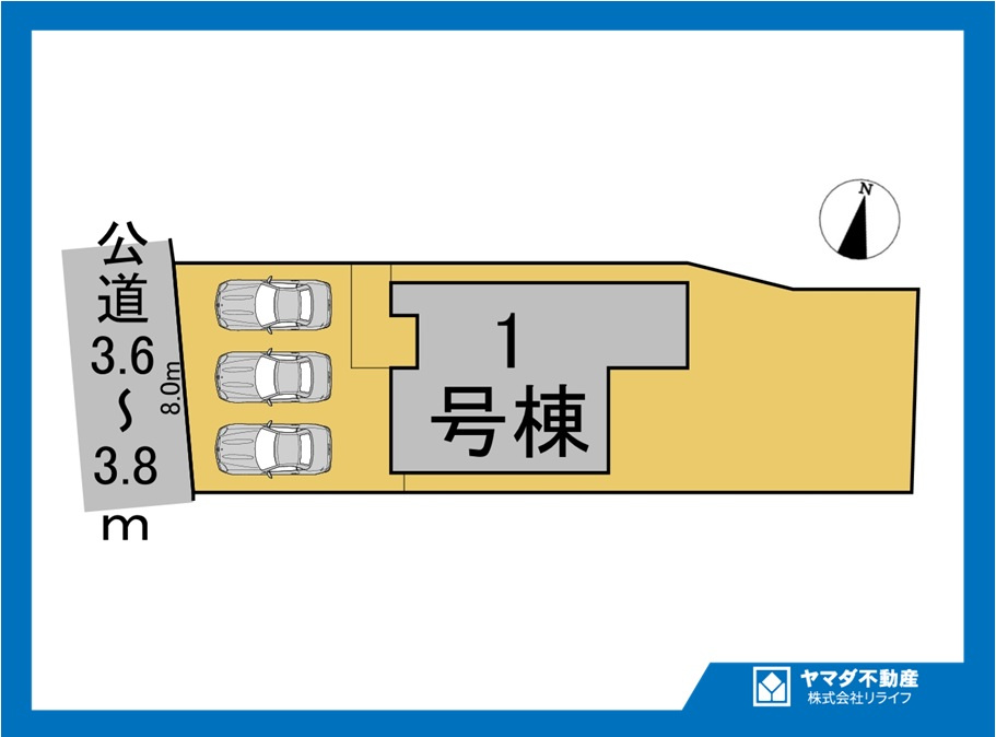 新築戸建　一宮市木曽川町4期　全1区画分譲の区画図|■区画図
■YAMADA電機の　ヤマダ不動産　株式会社リライフ　
いつでもお問合わせ下さい。
