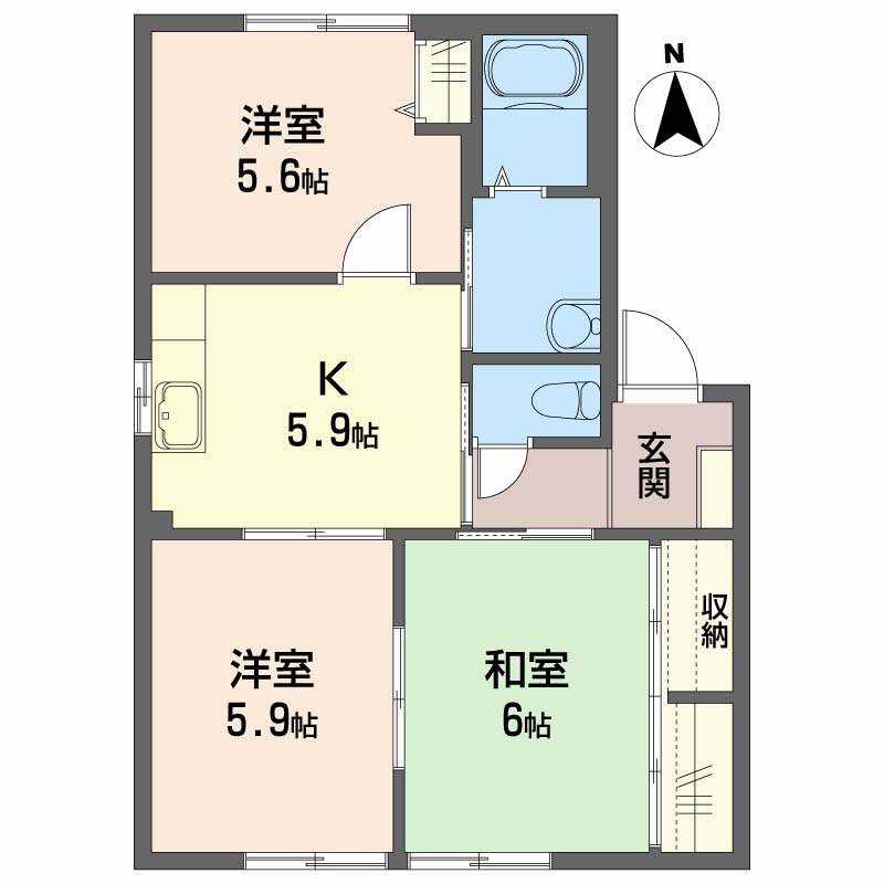 ハイツ岩郷 B棟の間取り