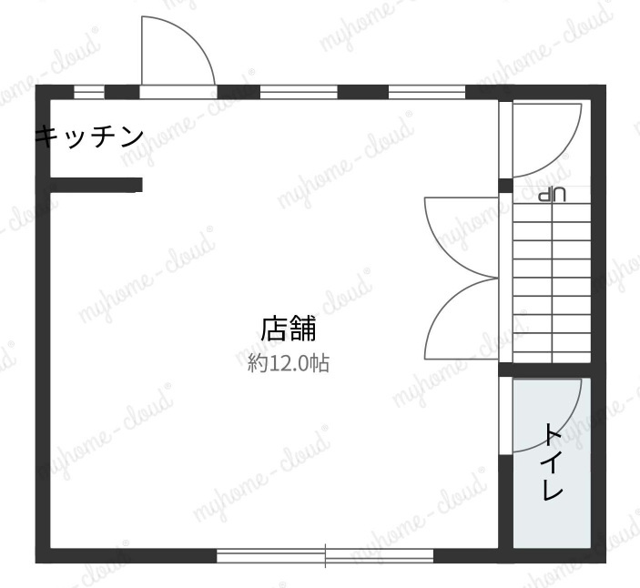 岡山市東区可知　貸店舗付き住宅の間取り|１階店舗部分。