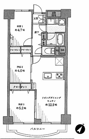 グリーンコーポ千寿　２号棟の間取り
