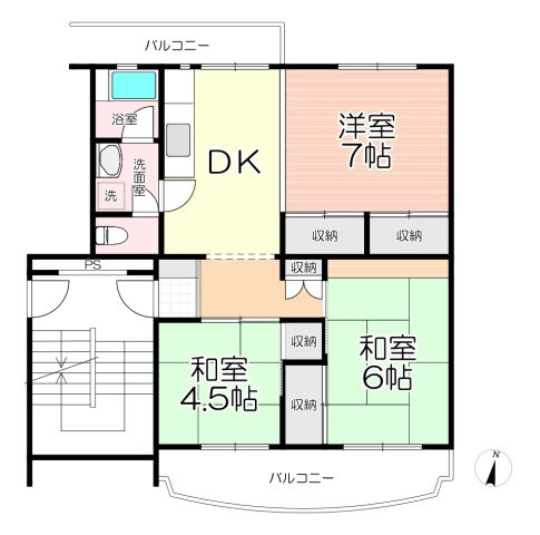 【間取り】 | 東村山青葉町住宅3号棟 | 各お部屋への動線がコンパクトで生活しやすい間取り。南向きにつき陽当たり良好です♪