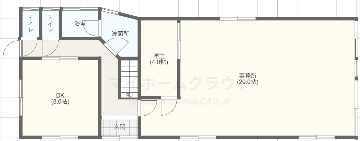 真庭市下呰部　事務所付き中古住宅の間取り|北側建物：１階間取り図