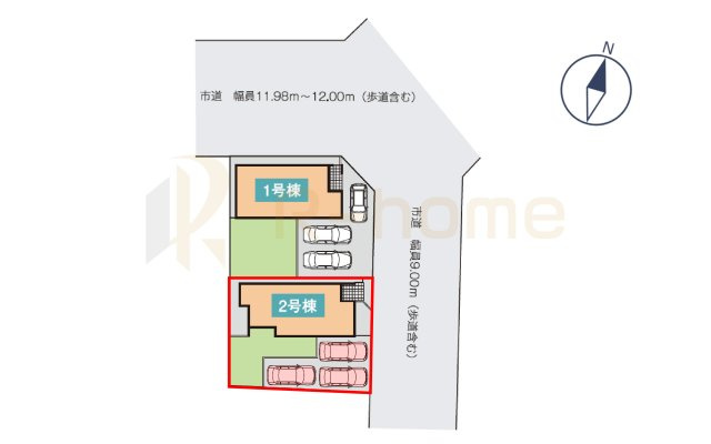 牛久市中央2丁目25-P1　新築戸建て　2号棟の区画図|大きなお買い物だからこそ、メリット・デメリットを伝えさせて頂きます。
R-homeにお任せください♪