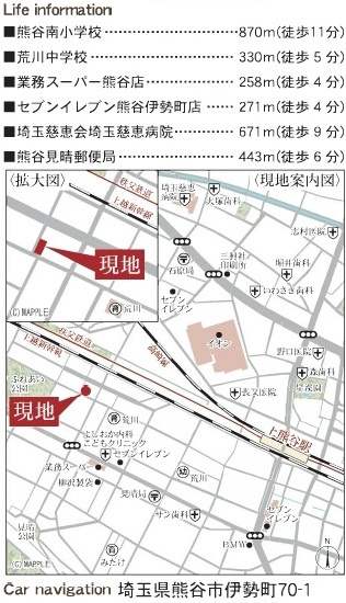 【仲介手数料無料】新築戸建　熊谷市伊勢町70-1（全1棟）の地図