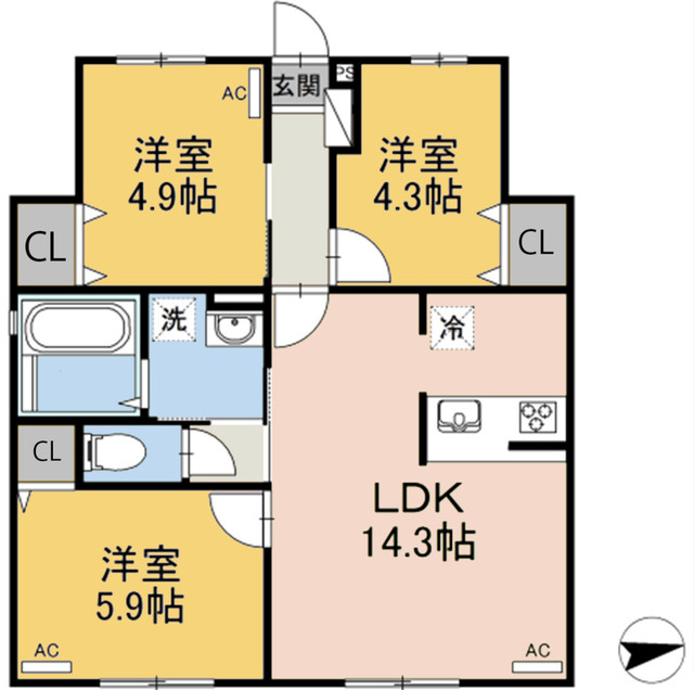 エルキュールB棟の間取り