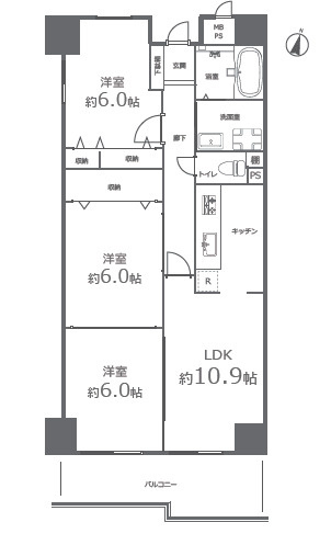 【間取り】 | サーパス西古松Ⅰ
