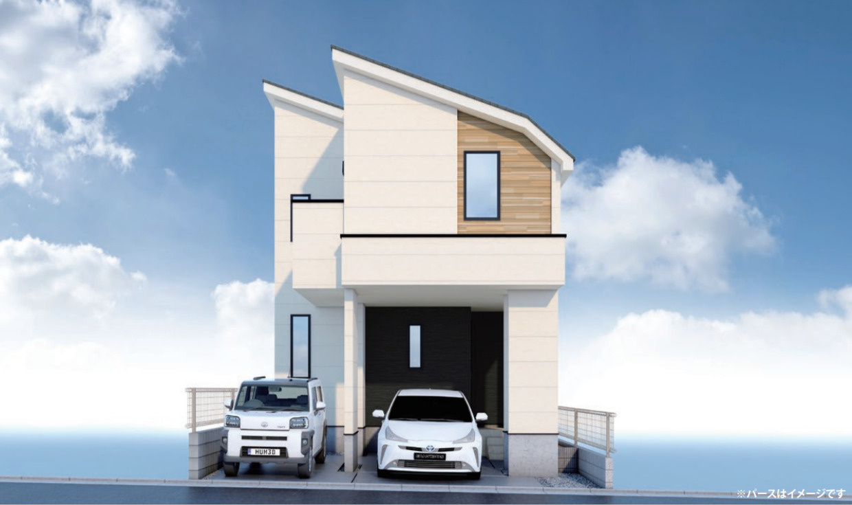 横浜市南区大岡3丁目 新築戸建て【仲介手数料無料】カースペース2台の外観パース