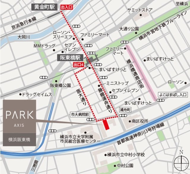 パークアクシス横浜阪東橋の地図