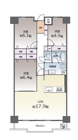 万葉ハイツ東加古川の間取り|間取図