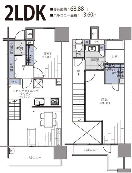 【間取り】 | モントーレブルー・ラ・メールFukuokaキャビン棟☆仲介手数料無料☆