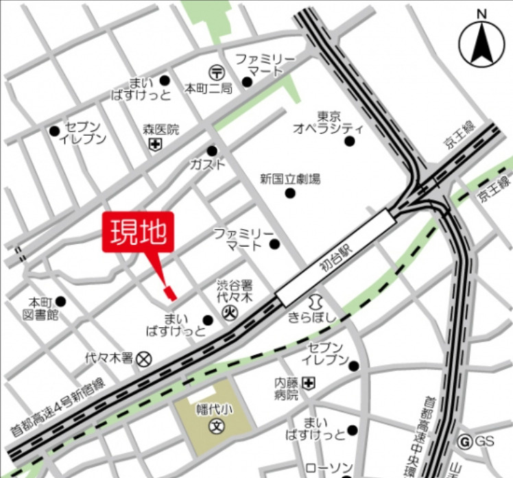 ドゥーエ初台の地図