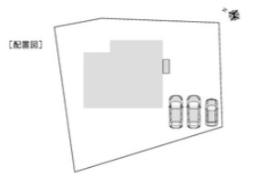 東御市県　中古戸建の区画図|土地面積は約116坪、カースペースは3台分ございます。