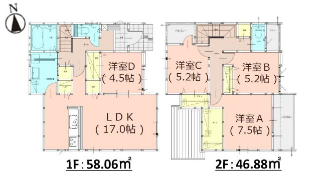 筑紫野市紫5丁目第3-2棟(5号棟)の区画図|配置図(5号棟)