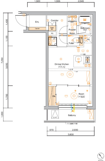 【間取り】 | SYFORME MONZEN-NAKACHO | Atype