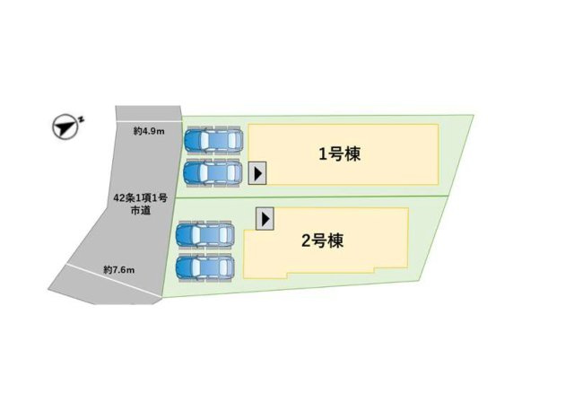 大野城市中1丁目第4-2棟（1号棟）の区画図|配置図(1号棟)