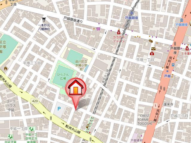 品川区平塚３丁目の賃貸マンションの地図
