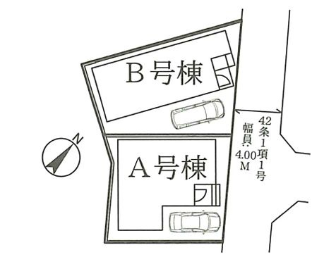 中央区小山２丁目新築戸建て　B号棟の区画図|区画図「中央区小山2丁目新築戸建て」
