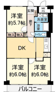 【間取り】 | マンハイム武庫之荘 | 新婚様からファミリー様まで幅広くおすすめの３DKの間取りです♪