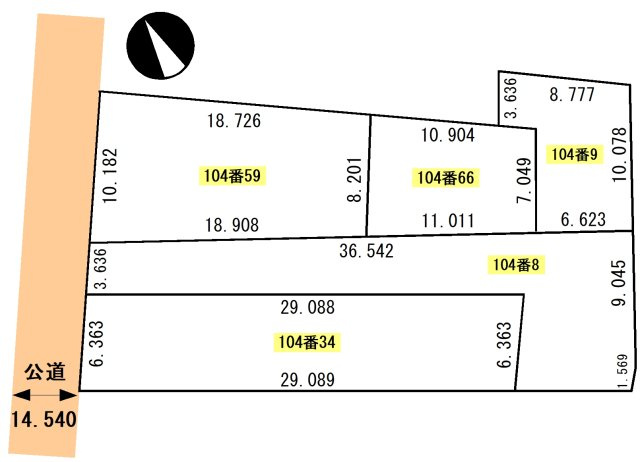 【土地図】 | 材木町104-8，9，34，59，66売地