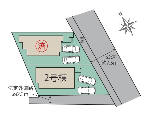糟屋郡須恵町新原第1-2棟(2号棟)の区画図|配置図（2号棟）