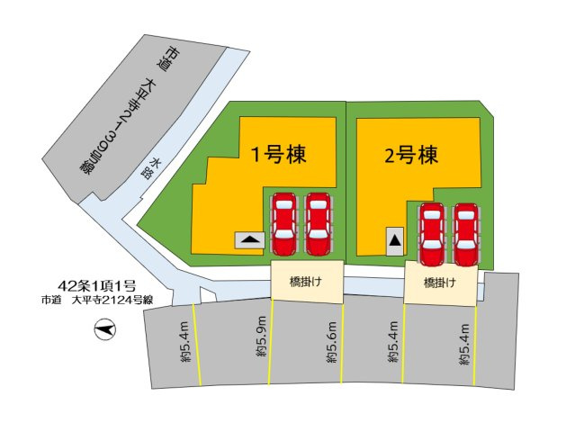 福岡市南区大平寺1丁目第10-2棟(2号棟)の区画図|配置図(2号棟)