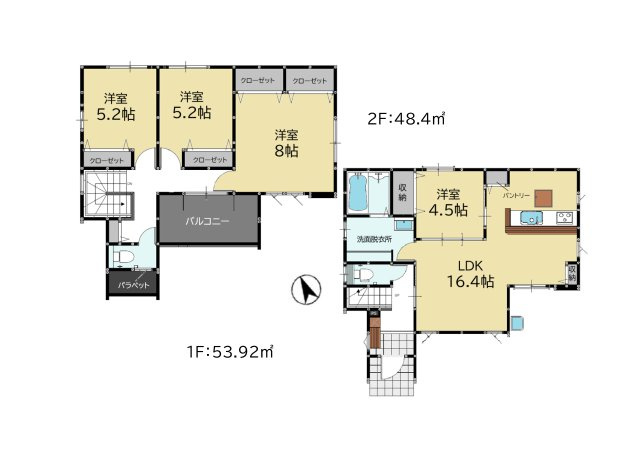 福岡市東区美和台7丁目第3-2棟(2号棟)の区画図|配置図