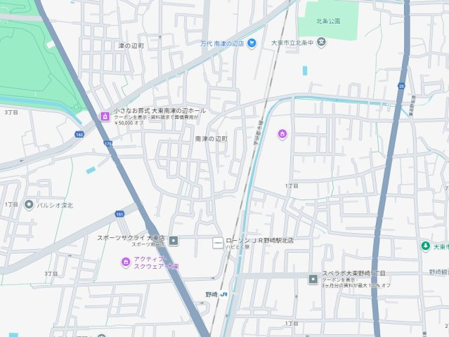 大東市南津の辺町　新築一戸建ての地図