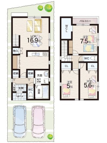 大東市南津の辺町　新築一戸建ての間取り|1号地